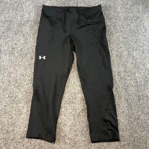 Under Armour HeatGear Compression Leggings Black Capris Womens MD